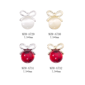 Pendentifs nœuds pour ongles avec perles œil de chat et cristal en or et argent