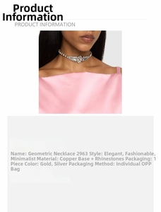 Close-up of sparkling rhinestone geometric square necklace on a model's collarbone
