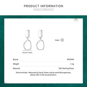 Minimalist geometric S925 sterling silver drop earrings for women with high-gloss finish