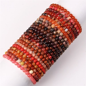 Natural Stone Beaded Bracelet Agate Tiger Eye Crystal Elastic Stretch Healing Energy Yoga Jewelry For Women Men