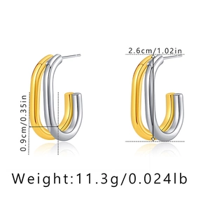 Detailed view of mixed gold and silver twisted earrings showing 2.6cm height measurements