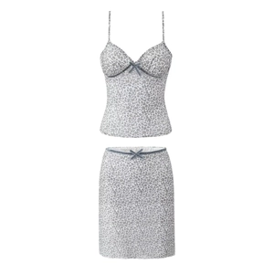 Leopard Mesh Camisole Top Und A-Linien-Rock Mit Schleife Sexy Y2K Streetwear Sommer Mode Outfit