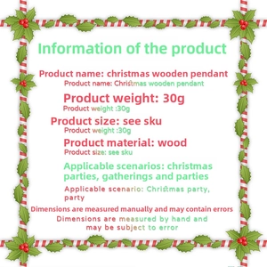 Detailed specs for 30g Christmas wooden pendant for festive party home decoration