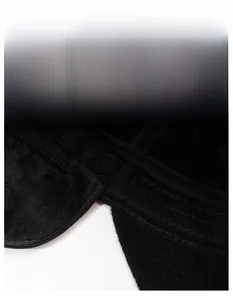 Detail of warm thickened fleece lining and sweatband inside the winter hat for men