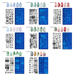 Christmas snowflake nail stamping plates set with 8 winter designs for manicure art