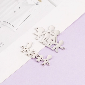 Anhänger aus poliertem Edelstahl mit Familienmitgliedern für individuellen DIY-Schmuck