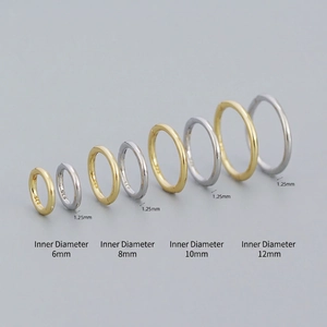 S925 Sterling Silver Geometric Hoop Earrings in Gold and Silver, 6-12mm Diameters