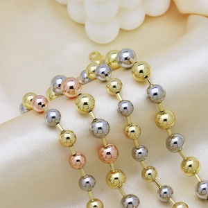 Three-tone bamboo style beaded bracelet in 18k gold silver and rose gold finishes