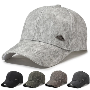 Unisex Baseball Cap Adjustable Vintage Acid Wash Polyester Sun Protection Outdoor Casual Sports Hat With Metal Badge
