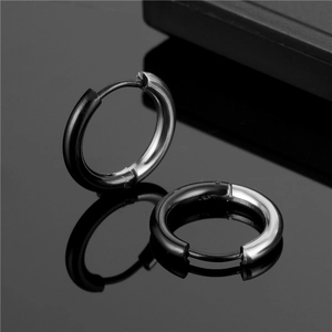 Boucles D'oreilles Créoles En Acier Inoxydable Minimaliste Rond Huggie Pour Femmes Hommes Punk Hip Hop