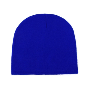 Classic royal blue knit beanie hat for men and women featuring a warm ribbed texture