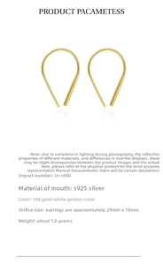 Detailed size parameters of 925 sterling silver U-shaped teardrop hook earrings