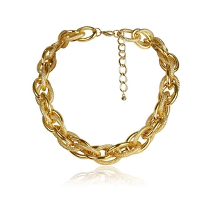 Chunky gold aluminum chain necklace with textured links and adjustable lobster clasp