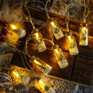 Christmas LED Fairy Lights Glass Wishing Jars Miniature Tree Snow Landscape Warm White Hanging Decorative Lamps Festive Ornament