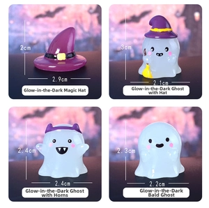 Luminous Halloween miniature wizard hat and ghost resin figurines for garden decor