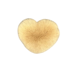 Fuzzy cream beige plush heart hair clip made of real rex rabbit fur for elegant hair styling