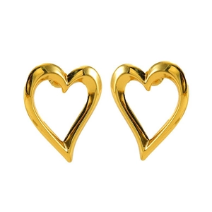 Orecchini a cuore cavo in oro 18 carats con design in metallo vintage minimalista