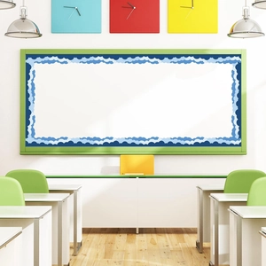 Blue wave border sticker for classroom bulletin board and whiteboard decoration
