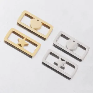 Hollow Rectangular Pendants 304 Stainless Steel Star Heart Clover Pattern Mirror Polished DIY Jewelry Accessories