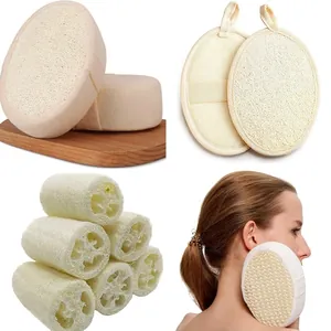 Natuurlijke Loofah En Sisal Bad Spons Pad Exfoliërende Body Scrubber Voor Douche Spa Milieuvriendelijke Huidverzorging