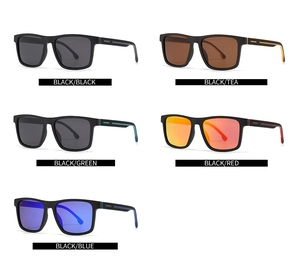 Detailed collection of TR square frame sunglasses in five assorted frame and lens colors