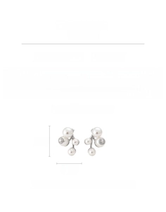 Detail showing pearl branch earrings size dimensions and silver needle material specs