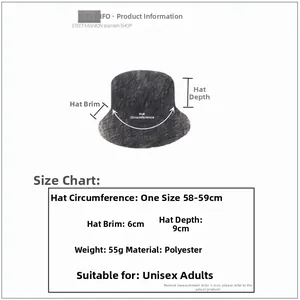 Guide des tailles pour bob de camouflage en polyester de 58-59 cm avec bord de 6 cm
