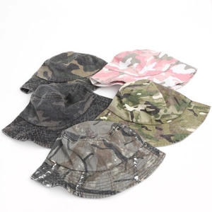 Vintage washed camouflage sun hats for outdoor hiking in five different color patterns