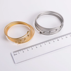 Minimalist 18k gold and silver multi-layer stainless steel cable cuff bracelets
