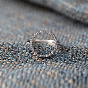 925 Sterling Silver Round Circle Ring Pavé Cubic Zirconia Geometric Minimalist Jewelry For Women