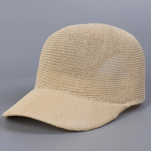 Breathable Paper Straw Knitted Baseball Cap For Women Men Summer Sunshade Curved Brim Hollow Out Casual Travel Hat