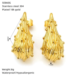 Detailed specs of bow-knot stud earrings in 18k gold plated 304 stainless steel