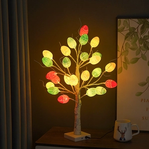 LED Birch Tree Easter Egg Table Lamp Desktop Decorative Light Warm Glow USB Power For Holiday Home Office
