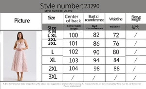 Detailed size chart for sexy floral backless midi dress showing S to 3XL measurements