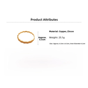 Detail showing gold plated copper bangle dimensions 6.5cm with sparkling zircon inlay