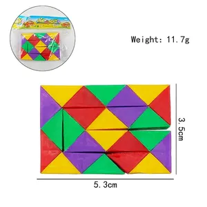 24-segment colorful folding puzzle snake toy with size dimensions and retail packaging