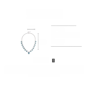 Detailed size guide for bohemian stone necklace showing 52cm length and 2cm width