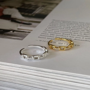 Anello Regolabile A Maglie Di Catena Con Zircone Argento Sterling 925 Anello Aperto Moda Minimalista Per Donna