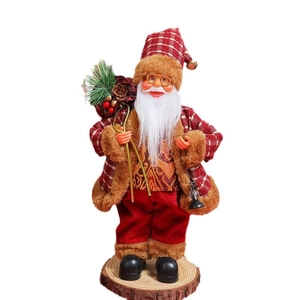 12-inch standing Santa Claus doll figure with checkered coat for Christmas decoration