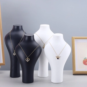 Modern resin portrait busts for necklace display in black and white matte finish