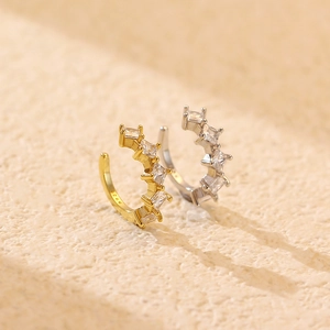 S925 sterling silver ear cuffs with pavé baguette cubic zirconia in gold and silver