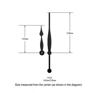 Modern black wall clock hands set model 1064 with 160mm hour and 238mm minute hands