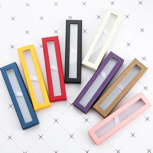 Rectangular paper gift boxes with transparent windows in 8 assorted colors for pens