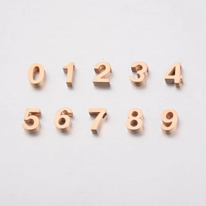 Ciondoli numerici 0-9 in acciaio inossidabile oro rosa lucido per creazione gioielli fai-da-te