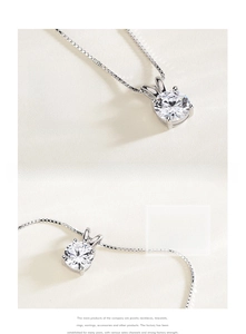 Detail of S925 sterling silver rabbit pendant with 1ct round sparkling cubic zirconia stone
