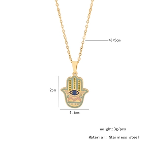 Hamsa Hand pendant necklace specifications with 2cm height and 1.5cm width dimensions