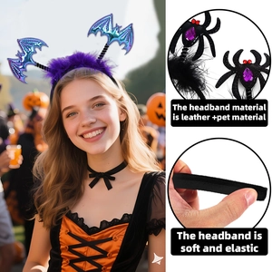 Halloween purple feather bat headband for kids, flexible and lightweight party headpiece