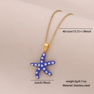 Macro detail of starfish necklace with size 2cm and chain length 45cm on beige fabric