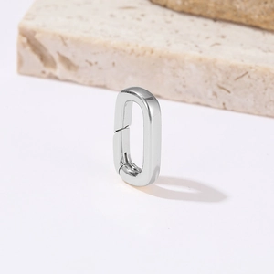 Polished silver oval spring gate ring clasp for DIY necklace and bracelet jewelry making