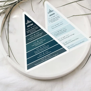 Mount Cleverest trivia card game featuring blue triangle question and answer cards